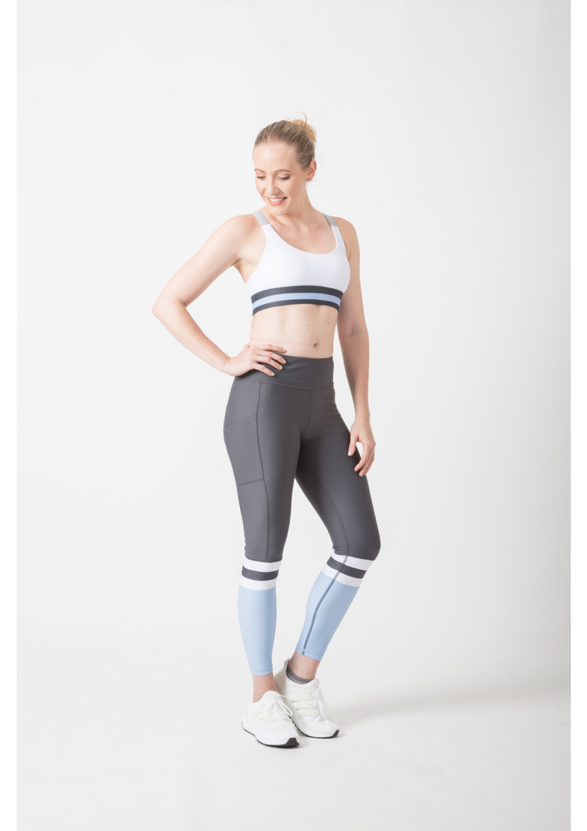 A Bit of all White Sports Bra (Grey & white) – B.Y.O ACTIVE Activewear
