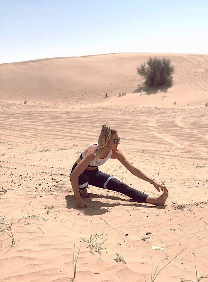 Annabelle Hickey in BYO Active sportswear in the Dubai desert