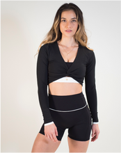 Forget Me Knot - Long sleeved Crop Top (Black & White)