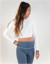 Forget Me Knot - Long sleeved Crop top (White & Blue)