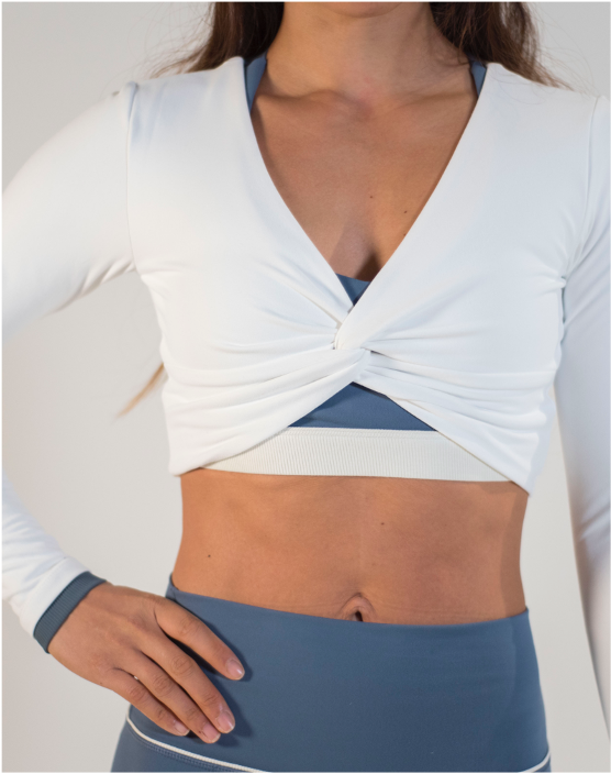 Forget Me Knot - Long sleeved Crop top (White & Blue) – B.Y.O
