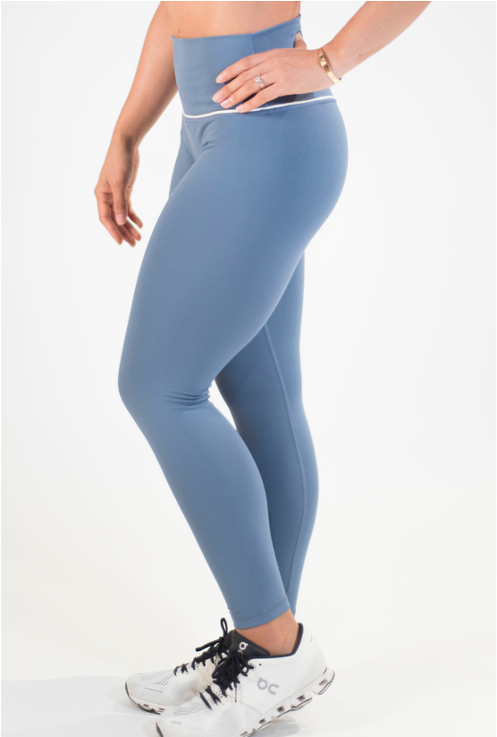 Yeung no More 7/8th leggings (Stone Blue & White) – B.Y.O ACTIVE Activewear